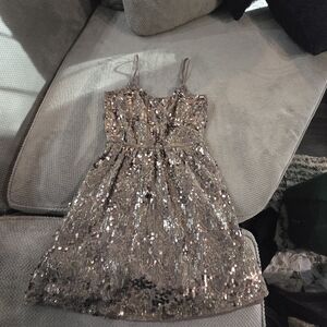 Express Taupe Sequin Embellished Top